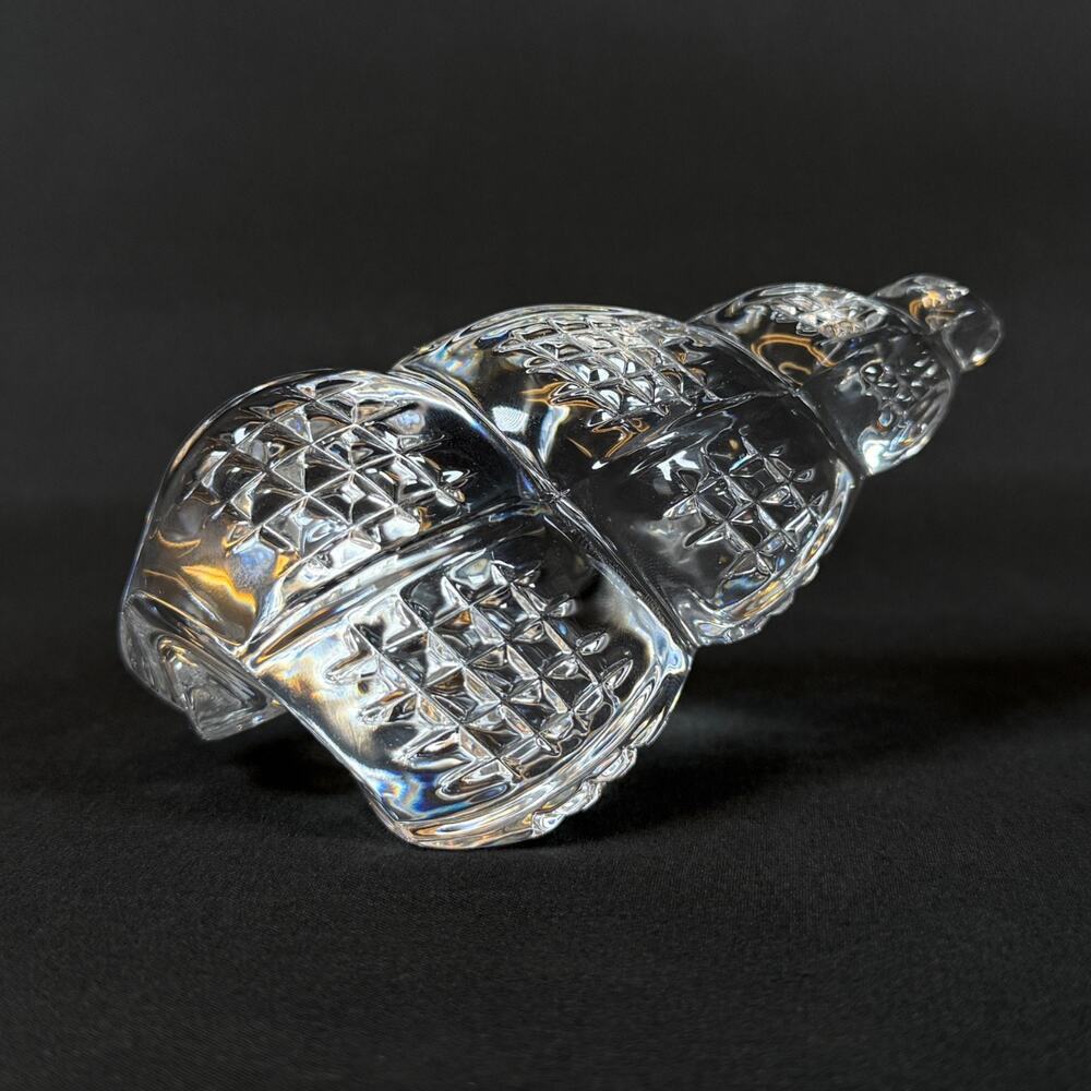 Marked Waterford Crystal Glass Conch Shell Paperweight Sculpture Medium